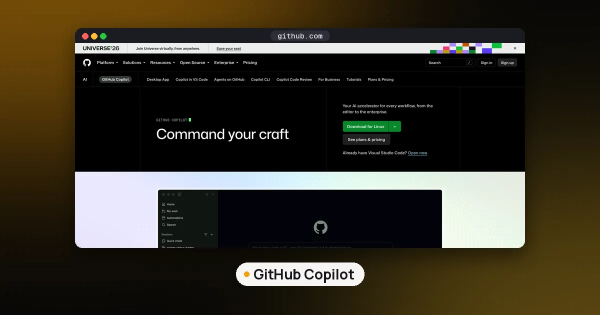 Screenshots of GitHub Copilot